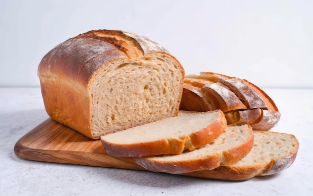 Płaszcze chleba i pyszny kawałek chleba z zakwasem na odizolowanym białym tle