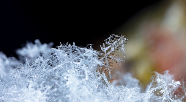 Zdjęcie płatek śniegu na naturalnej zaspie z bliska boże narodzenie i zima w tle