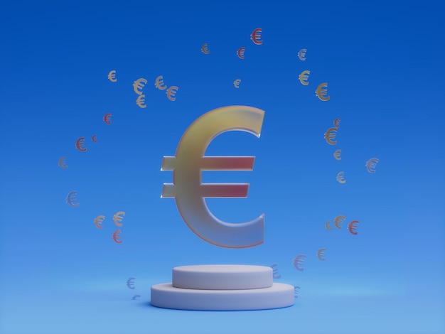 Platforma podium waluty euro Streszczenie Minimalna prezentacja ilustracja 3D