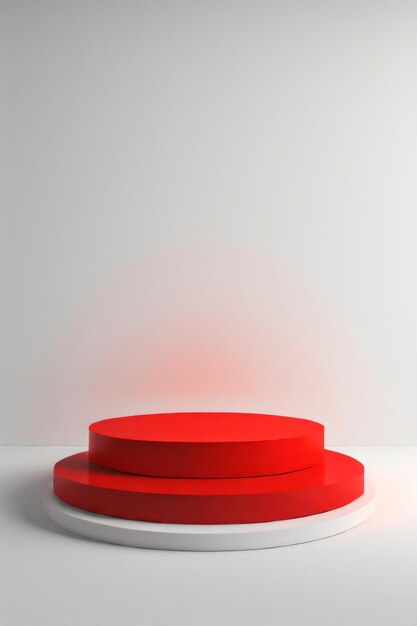 Platforma wystawowa produktu na cokole z czerwonym cylindrem z białym tłem