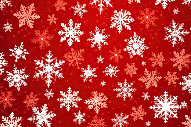 Zdjęcie płatki śniegu na czerwonym tle boże narodzenie w tle