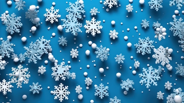 Płatki śniegu spadające na jednolity kolor tła Wygenerowane przez sztuczną inteligencję