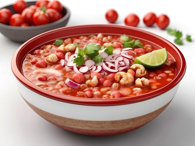 Zdjęcie plato de pozole rojo na białym tle