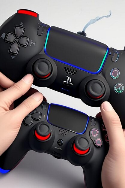 PlayStation 5 gamepad dualsense na ciemnym węglu Cybersport poster koncepcyjny