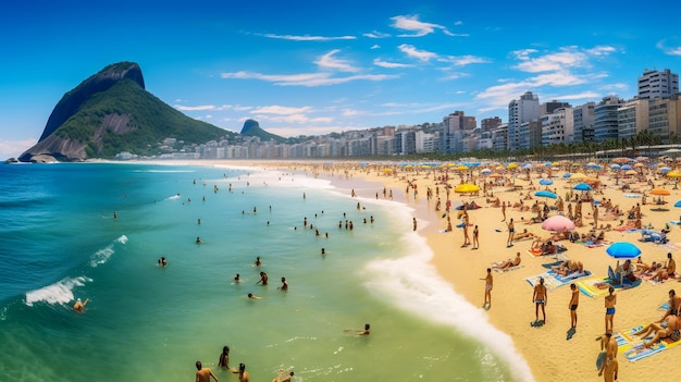 Plaża Copacabana w parny dzień