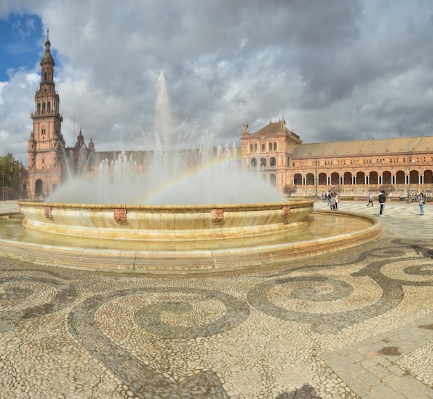 Plaza Hiszpanii W Panoramie Sewilli