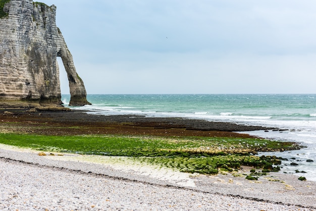 Plaża I Kamienne Klify W Etretat, Francja, Normandia