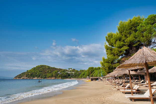 Plaża Koukounaries, wyspa Skiathos, Grecja, znana na całym świecie plaża