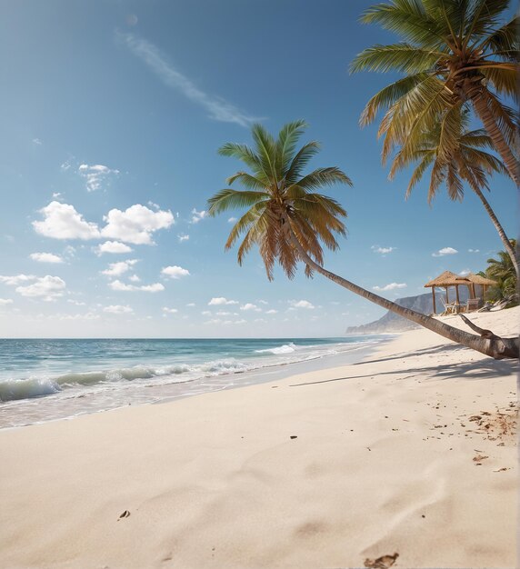 plaża mockup tło plaża z palmami i oceanem