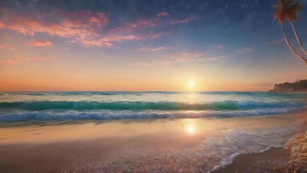 Plaża morza patrzy na dzień błyszczące światła vintage tło rozmyte efekt bokeh