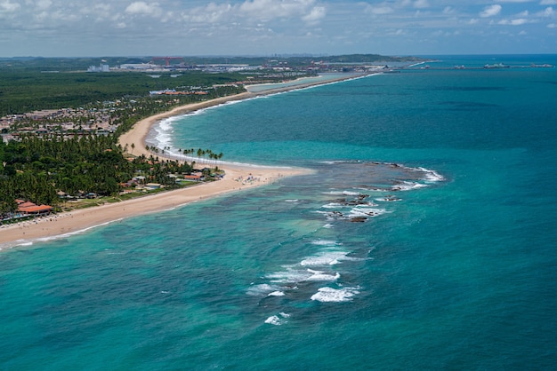 Plaża Porto de Galinhas Ipojuca w pobliżu Recife Pernambuco Brazylia Widok z lotu ptaka