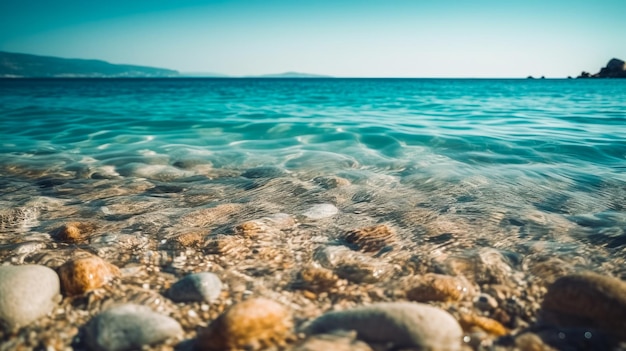 Plaża z błękitnym niebem i muszelkami