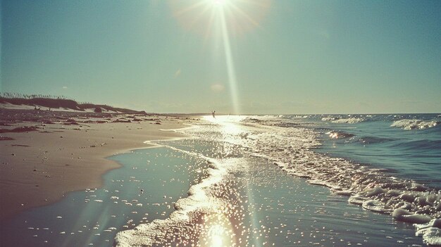 Zdjęcie plaża z falą, która jest na piasku