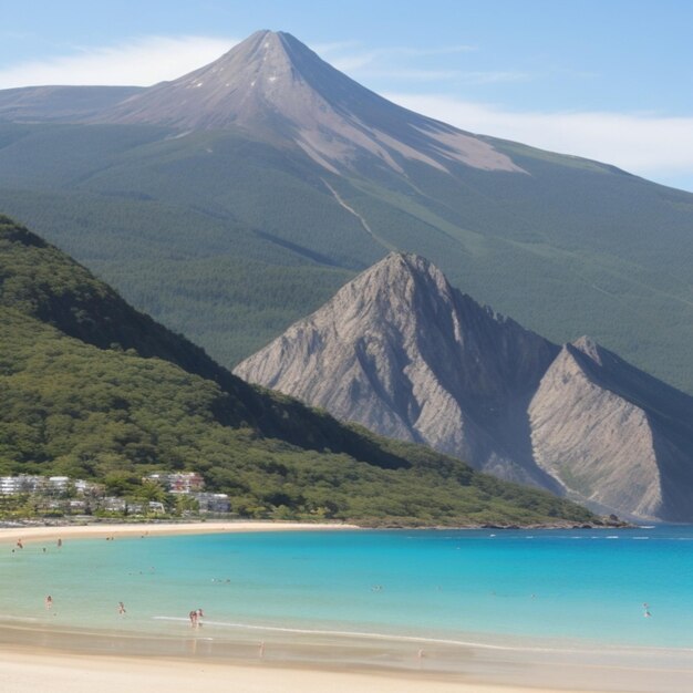 Zdjęcie plaża z górą w tle