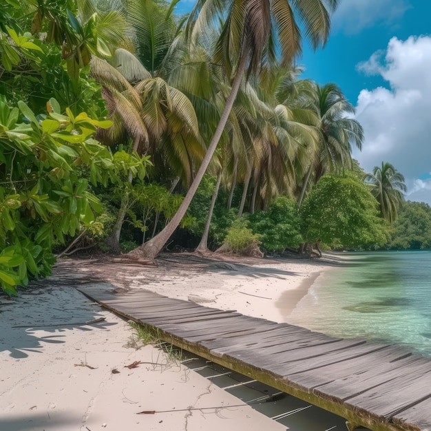 Zdjęcie plaża z palmami i białym piaskiem