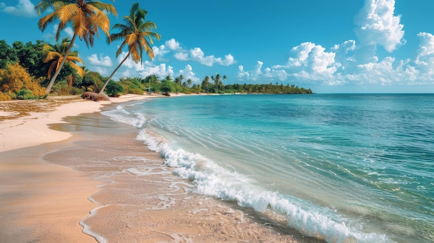 Plaża z palmami i oceanem