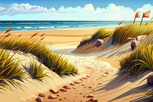 Zdjęcie plaża z wydmami region geograficzny morze północne
