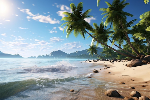 Plaże z palmami kokosowymi nad morzem