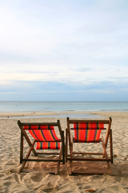 Plażowy Krzesło W Lecie Przy Samui Wyspą W Tajlandia