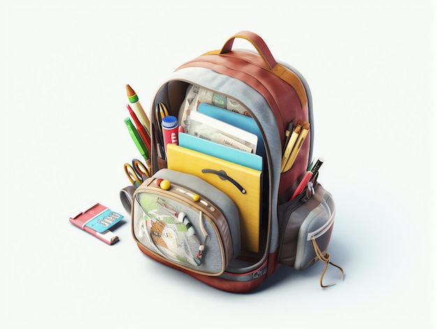 Plecak z książką i ołówkiem w środku