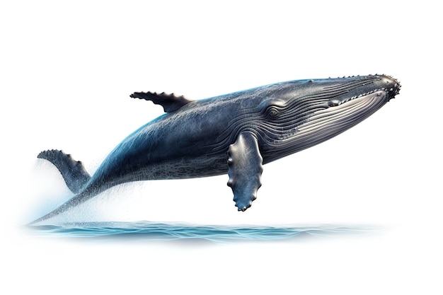 Płetwal błękitny leci w wodzie.