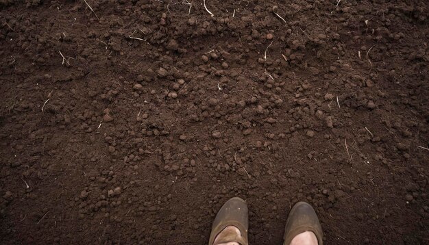 Płodna gleba gliniana nadająca się do sadzenia tekstura gleby tło Górny widok świeżej gleby Koncepcja globalnego zanieczyszczenia Światowy Dzień Gleby