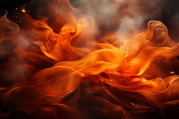 Zdjęcie płomienie ognia na czarnym tle abstrakcyjna tła tekstura projekt elementgenerative ai