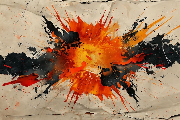 Zdjęcie płonąca eksplozja składająca się z rozerwanej i spalonej tekstury papieru exp creative background decor collection