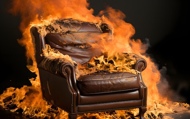 Płonące krzesło w domu