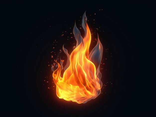 Płonące piękno Prawdziwe płomienie ognia w oszałamiających szczegółach na czarnym płótnie