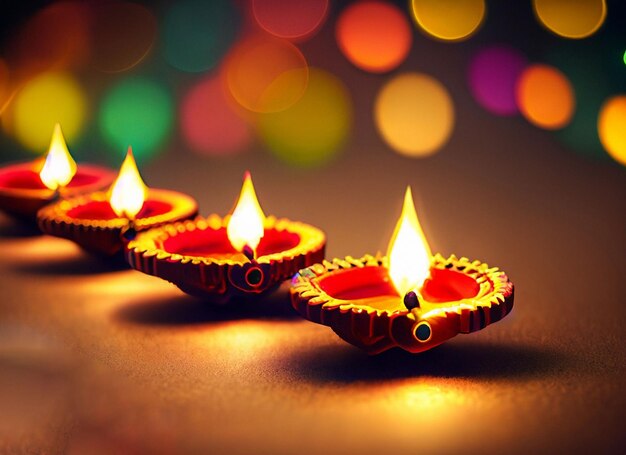 Płonące świece Diwali Pocztówka z życzeniami na Diwali