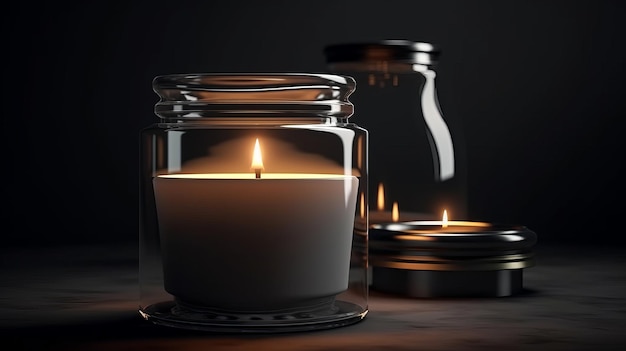 Płonące świeczki na ciemnym tle Symbol pogrzebowy Generative ai