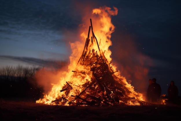 Zdjęcie płonący nocny blask ogniska