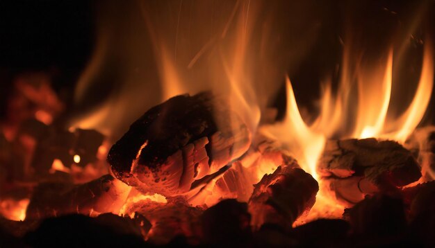 Płonący ogień z węglem Węgle płoną w nocy
