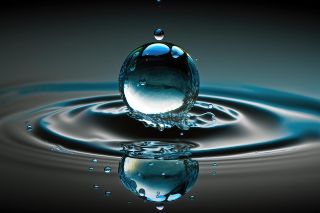 Plusk kropli wody Falowanie wody natura piękno Generacyjna sztuczna inteligencja