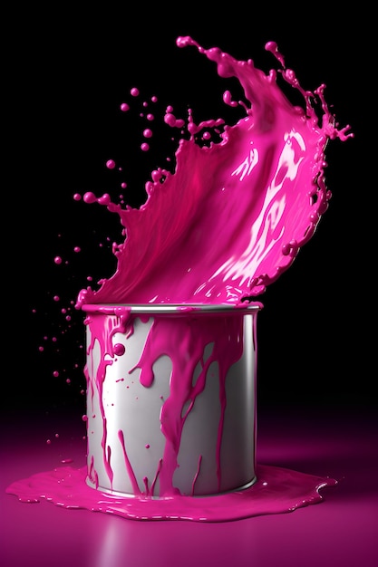 Plusk różowej farby z puszki