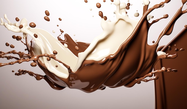Płynna czekolada dla kulinarnej reklamy wygenerowanej przez sztuczną inteligencję