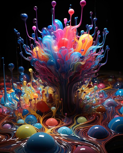 Zdjęcie płynne kolorowe tło w sferze i surrealistycznym świecie