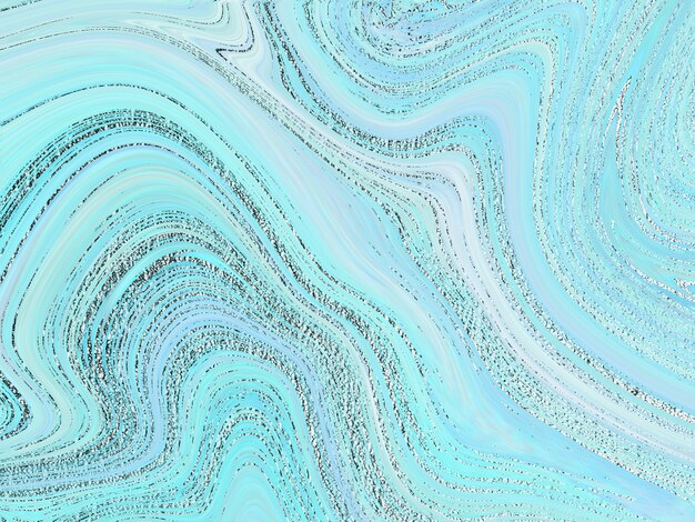 Płynne Niebieskie Miętowe Płótno Marmurowe Abstrakcyjne Tło Malarskie Ze Srebrnym Rozpryskiem I Teksturą W Paski