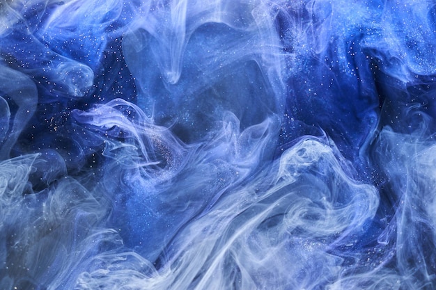 Płynne płynne abstrakcyjne tło Niebieska farba akrylowa podwodny galaktyczny dym ocean