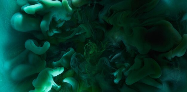 Płynne płynne abstrakcyjne tło Niebiesko-zielona farba akrylowa podwodny galaktyczny dym ocean