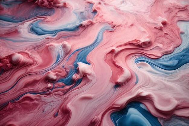 płynny obraz akrylowy w kolorach różowym i niebieskim