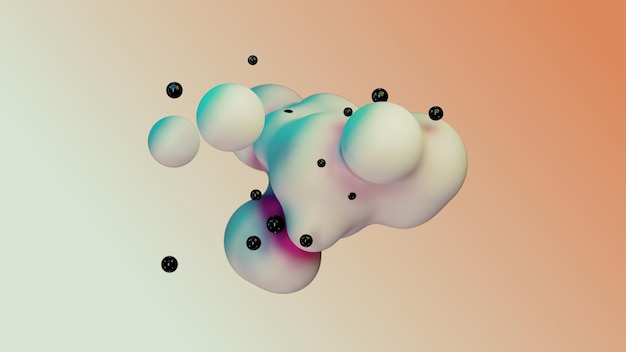 Płynny płyn dynamiczny abstrakcyjny animowany biały metaball pływające kule kropelki upuszcza bąbelki
