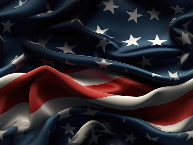 Płynny wzór z flagą Ameryki USA tkanina jedwabna tapeta tło projekt Generatywny AIxA