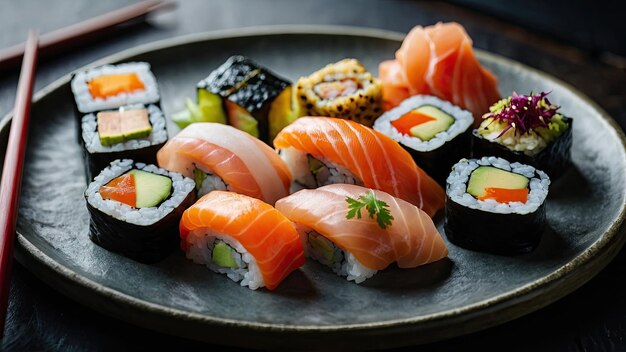 Płytka do sushi o różnych teksturach i smakach