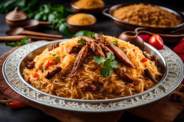 Płytka Malabar Biryani z ryżem gotowanym w mleku kokosowym i przyprawach