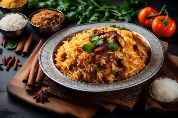 Płytka Malabar Biryani z ryżem gotowanym w mleku kokosowym i przyprawach