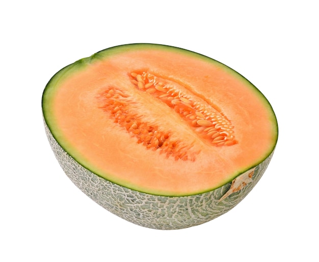 Płytki melonów kantaloupowych wyodrębnione na białym
