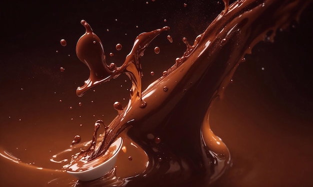 Płytki płynnej czekolady z kropelami i wzorem plastrów na ciemnym tle Generatywna sztuczna inteligencja