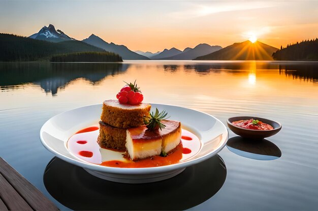 pływająca restauracja na spokojnym jeziorze